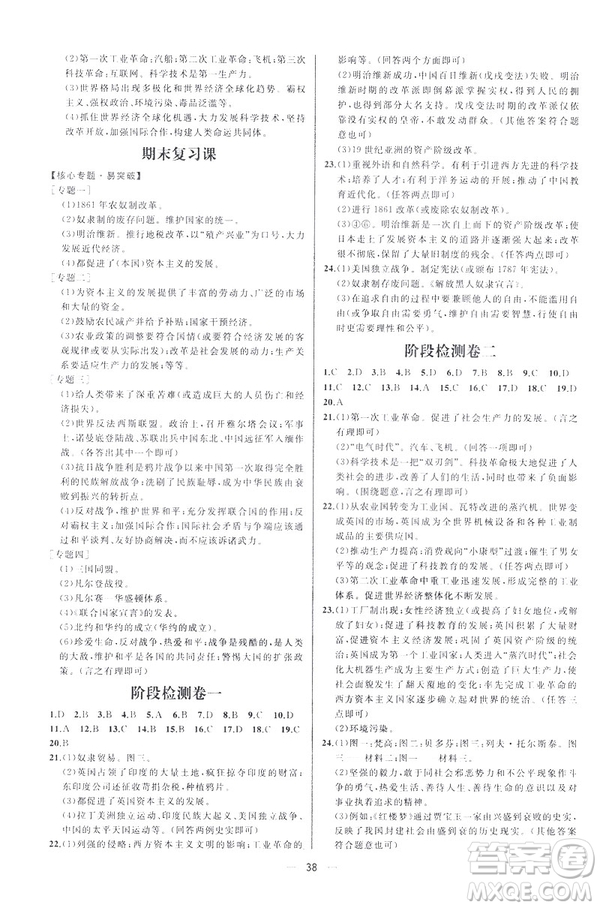 2019人教版課時(shí)練九年級(jí)下冊(cè)世界歷史同步學(xué)歷案答案