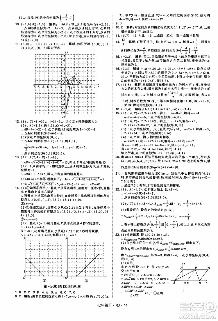 經(jīng)綸學(xué)典2019新版學(xué)霸題中題七年級(jí)下冊(cè)數(shù)學(xué)人教版RJ參考答案