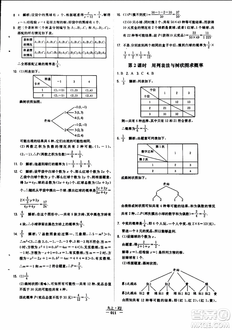 經(jīng)綸學典2019年學霸題中題九年級數(shù)學浙江專用參考答案