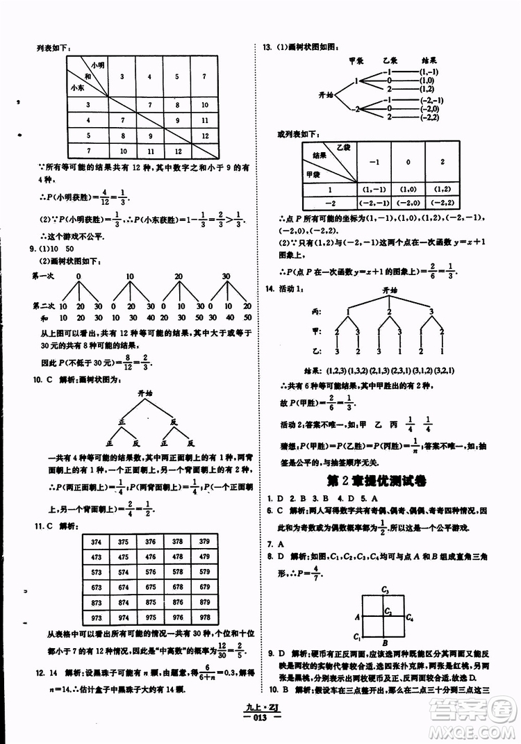 經(jīng)綸學典2019年學霸題中題九年級數(shù)學浙江專用參考答案