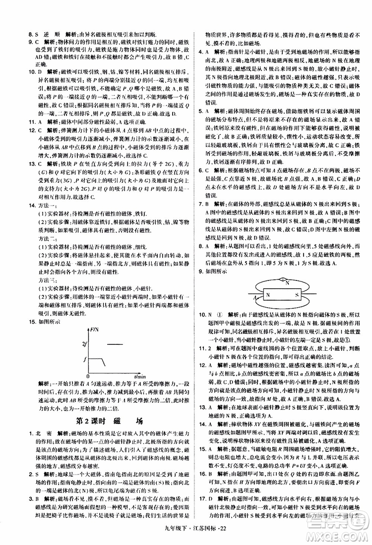 經(jīng)綸學(xué)典2019年學(xué)霸題中題物理九年級下冊江蘇國標(biāo)參考答案