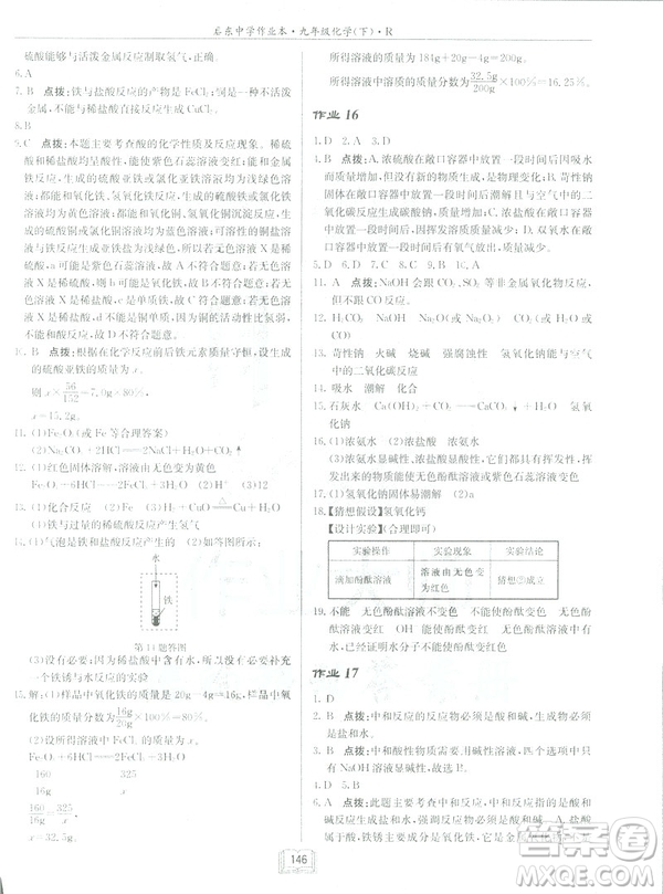 2019新版啟東中學作業(yè)本九年級化學下R人教版答案
