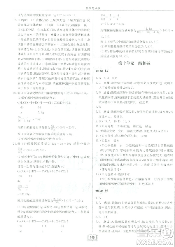 2019新版啟東中學作業(yè)本九年級化學下R人教版答案