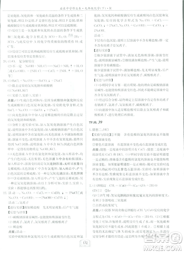 2019新版啟東中學作業(yè)本九年級化學下R人教版答案
