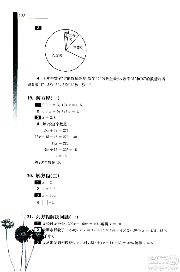 2019年優(yōu)等生數(shù)學(xué)第三版五年級(jí)參考答案