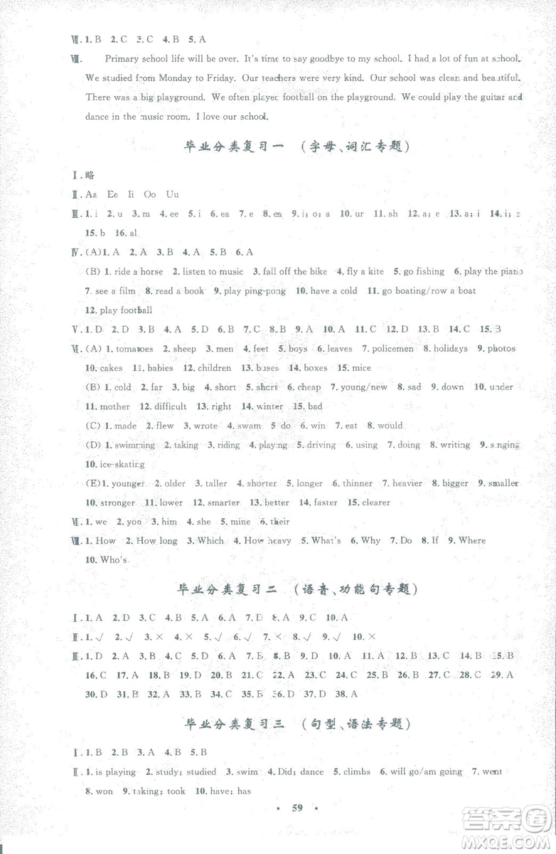 2019小學(xué)同步與測控優(yōu)化設(shè)計(jì)六年級英語人教版增強(qiáng)版下冊答案