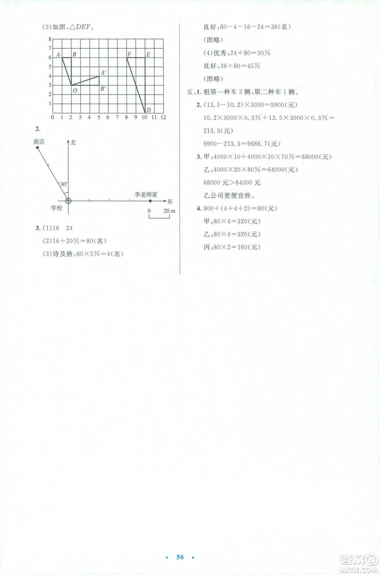 2019年小學(xué)生同步測控優(yōu)化設(shè)計人教版增強版六年級下冊數(shù)學(xué)答案