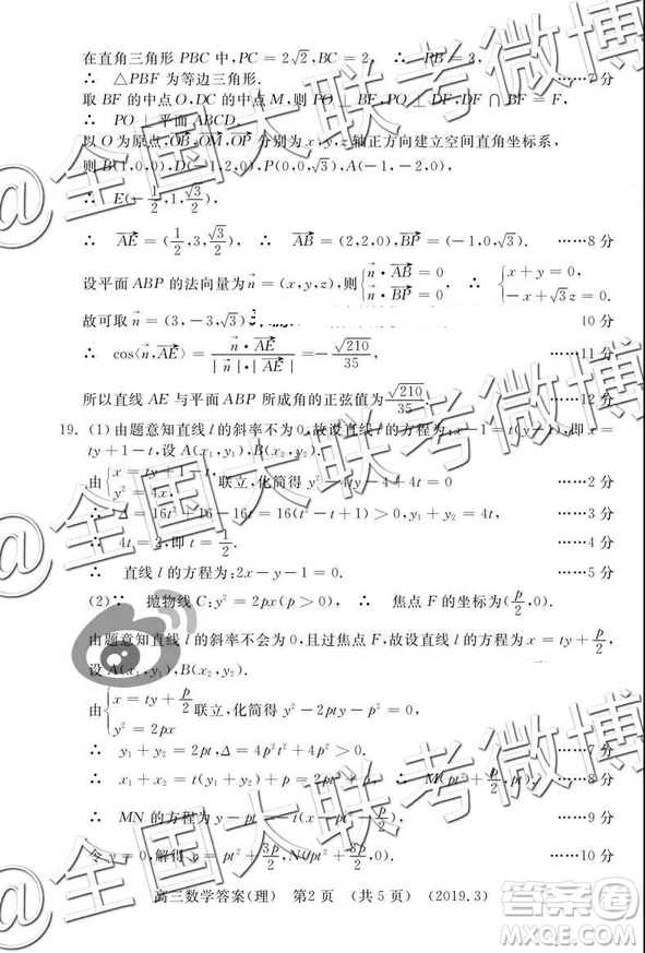 2019年3月洛陽(yáng)二練文數(shù)理數(shù)答案解析