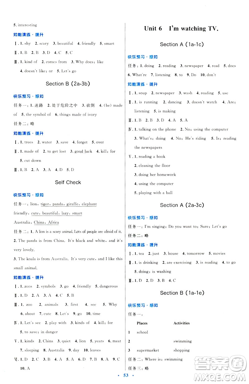 2019年七年級(jí)英語(yǔ)下冊(cè)人教版初中同步測(cè)控優(yōu)化設(shè)計(jì)答案