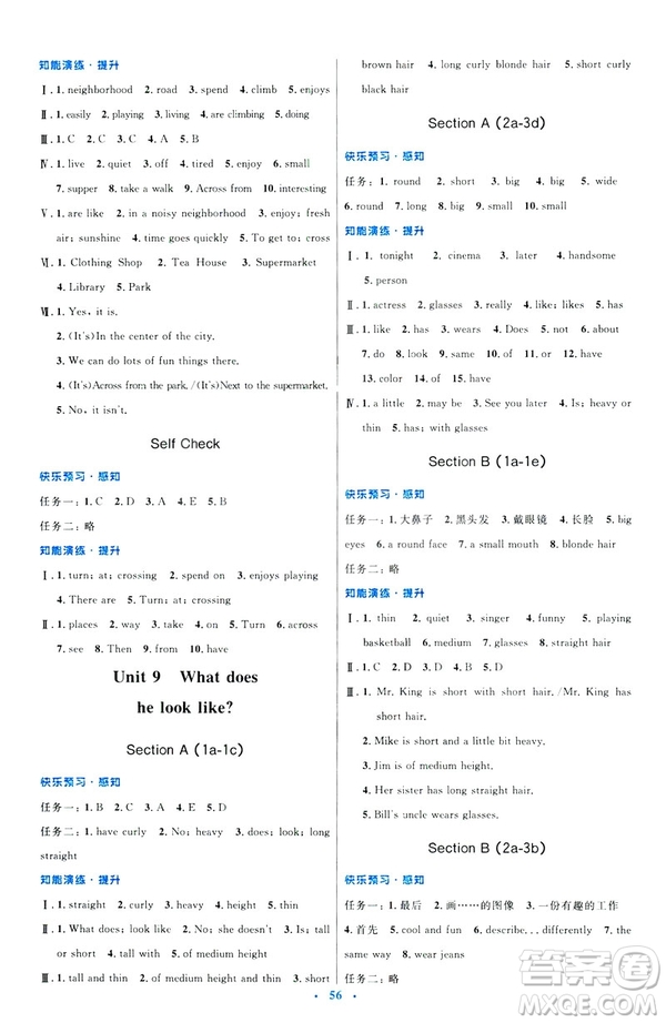 2019年七年級(jí)英語(yǔ)下冊(cè)人教版初中同步測(cè)控優(yōu)化設(shè)計(jì)答案