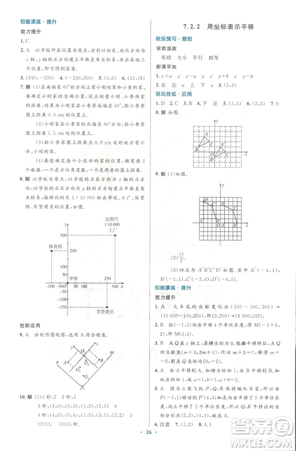 2019年優(yōu)化設(shè)計(jì)七年級(jí)數(shù)學(xué)下冊(cè)人教版初中同步測(cè)控優(yōu)化設(shè)計(jì)答案