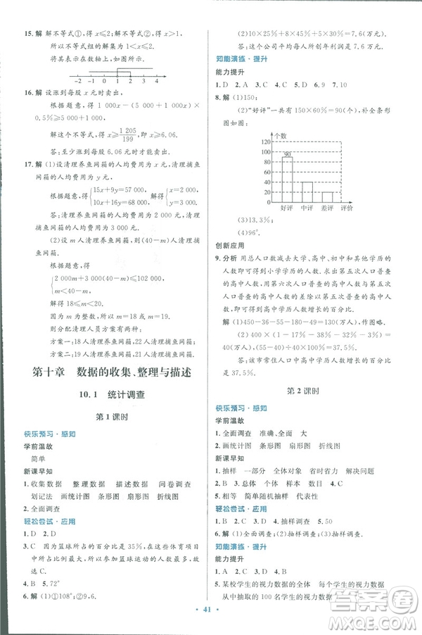 2019年優(yōu)化設(shè)計(jì)七年級(jí)數(shù)學(xué)下冊(cè)人教版初中同步測(cè)控優(yōu)化設(shè)計(jì)答案