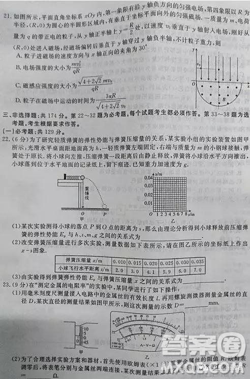 2019年全國百所名校高考模擬調(diào)研卷六理綜參考答案
