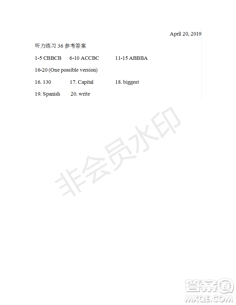 學生雙語報2018-2019年W版廣東專版高一下學期第36期答案
