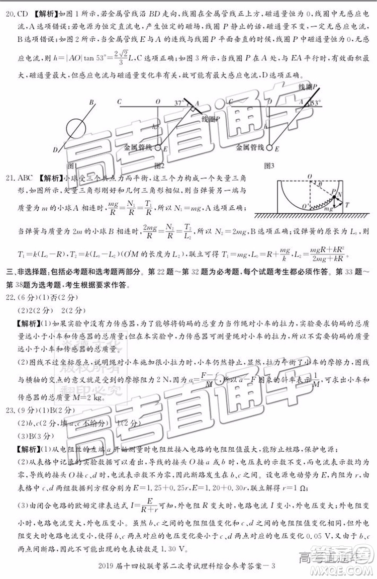 2019年湘贛十四校第二次聯(lián)考理科綜合試題及參考答案