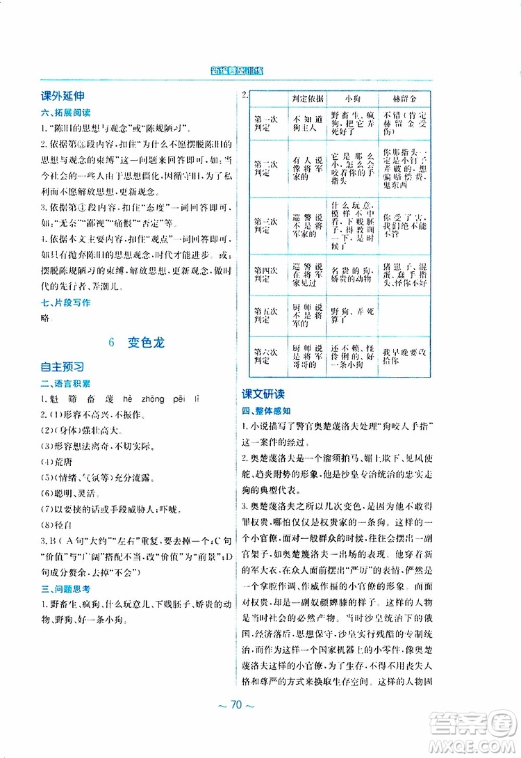 2019春新編基礎訓練九年級語文下冊人教版RJ版參考答案