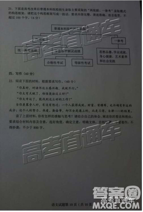 2019東北三省四市一模語(yǔ)文試題及參考答案
