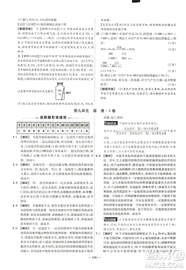 2019版人教版金考卷活頁題選九年級(jí)下化學(xué)RJ名師名題單元雙測(cè)卷答案