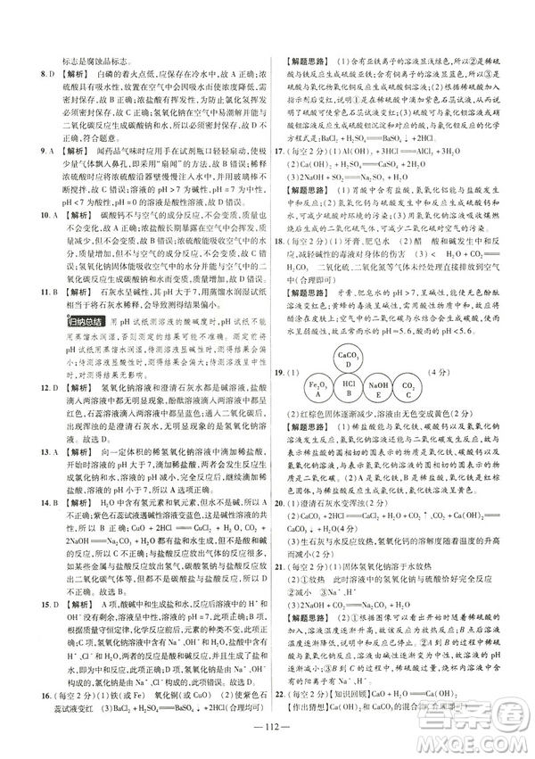2019版人教版金考卷活頁題選九年級(jí)下化學(xué)RJ名師名題單元雙測(cè)卷答案