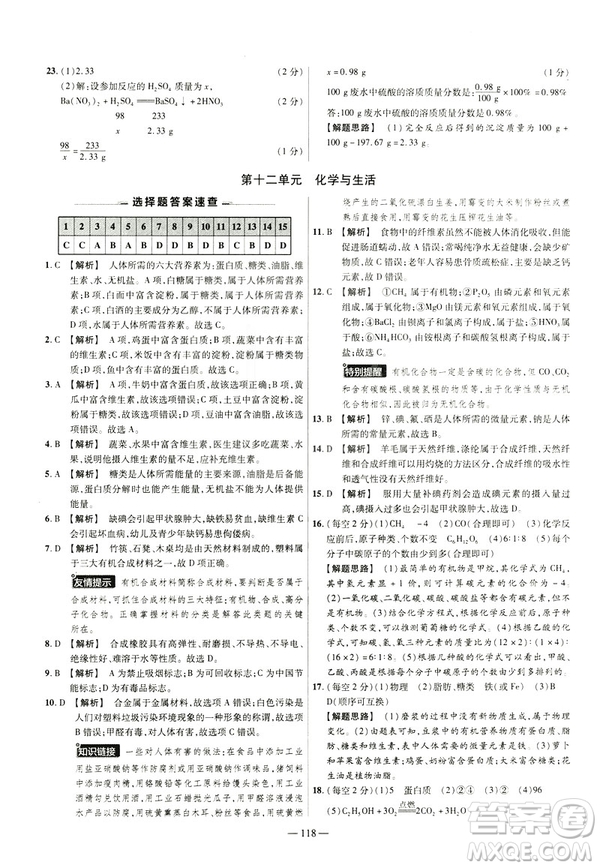 2019版人教版金考卷活頁題選九年級(jí)下化學(xué)RJ名師名題單元雙測(cè)卷答案
