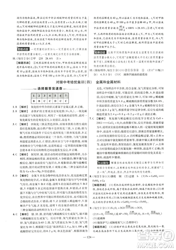 2019版人教版金考卷活頁題選九年級(jí)下化學(xué)RJ名師名題單元雙測(cè)卷答案