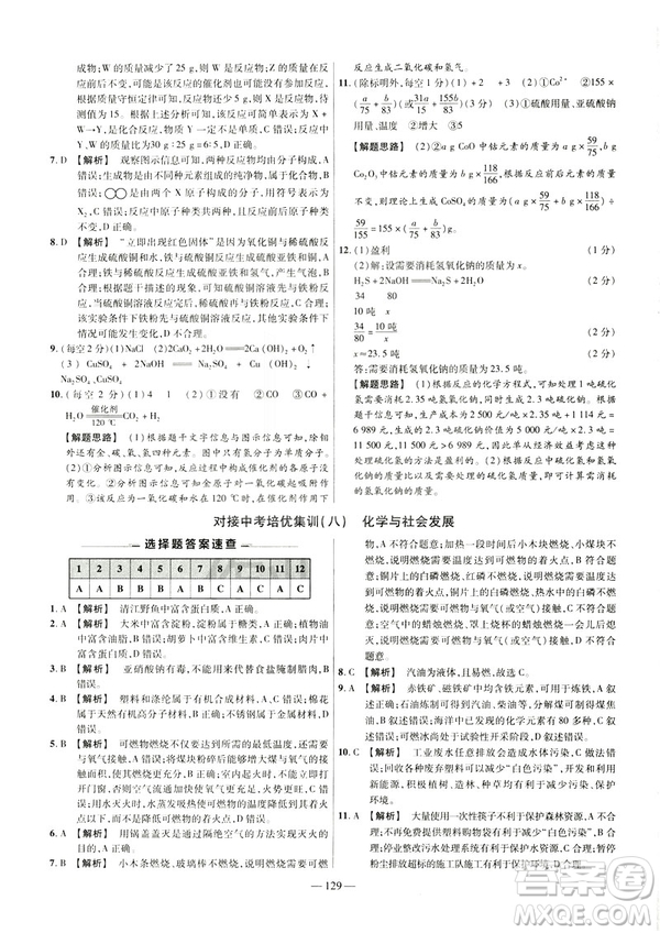 2019版人教版金考卷活頁題選九年級(jí)下化學(xué)RJ名師名題單元雙測(cè)卷答案