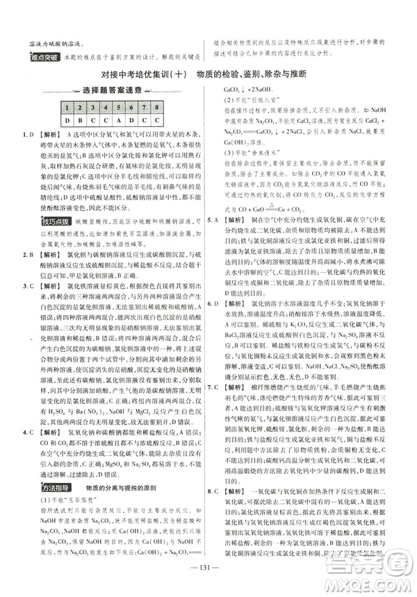 2019版人教版金考卷活頁題選九年級(jí)下化學(xué)RJ名師名題單元雙測(cè)卷答案