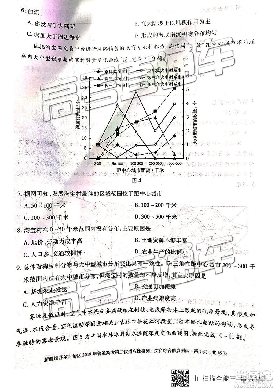 2019年新疆維吾爾自治區(qū)第二次適應(yīng)性檢測文綜理綜試題及參考答案
