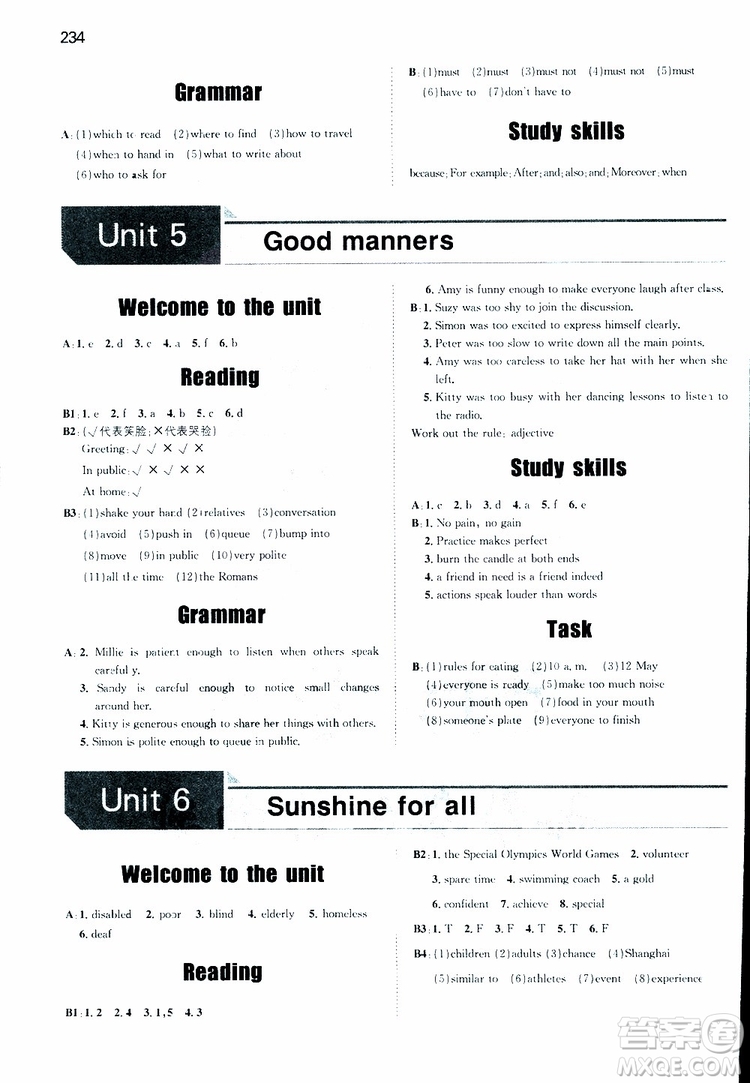 2019版一本初中英語(yǔ)八年級(jí)同步訓(xùn)練下冊(cè)人教版9787553963372參考答案