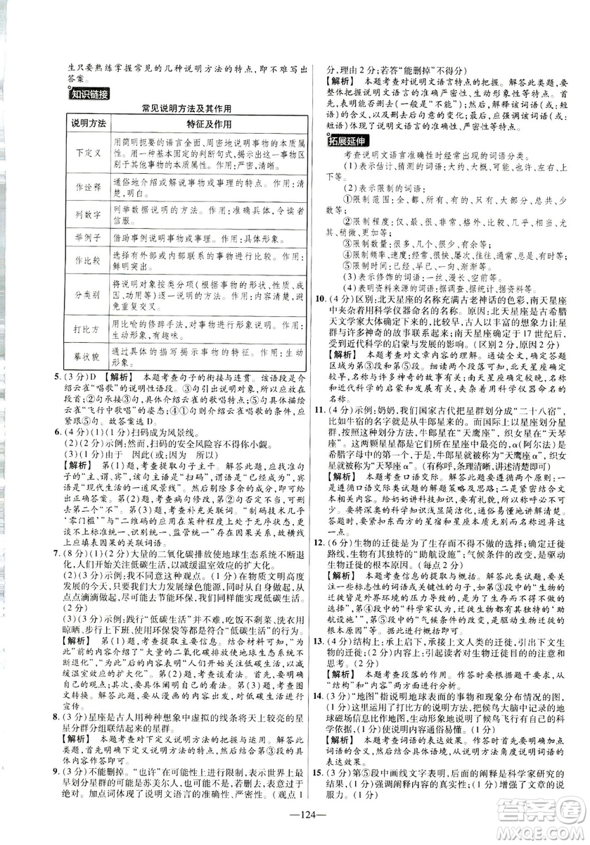 2019金考卷活頁題選八年級下冊語文人教版RJ版名師名題單元雙測卷答案