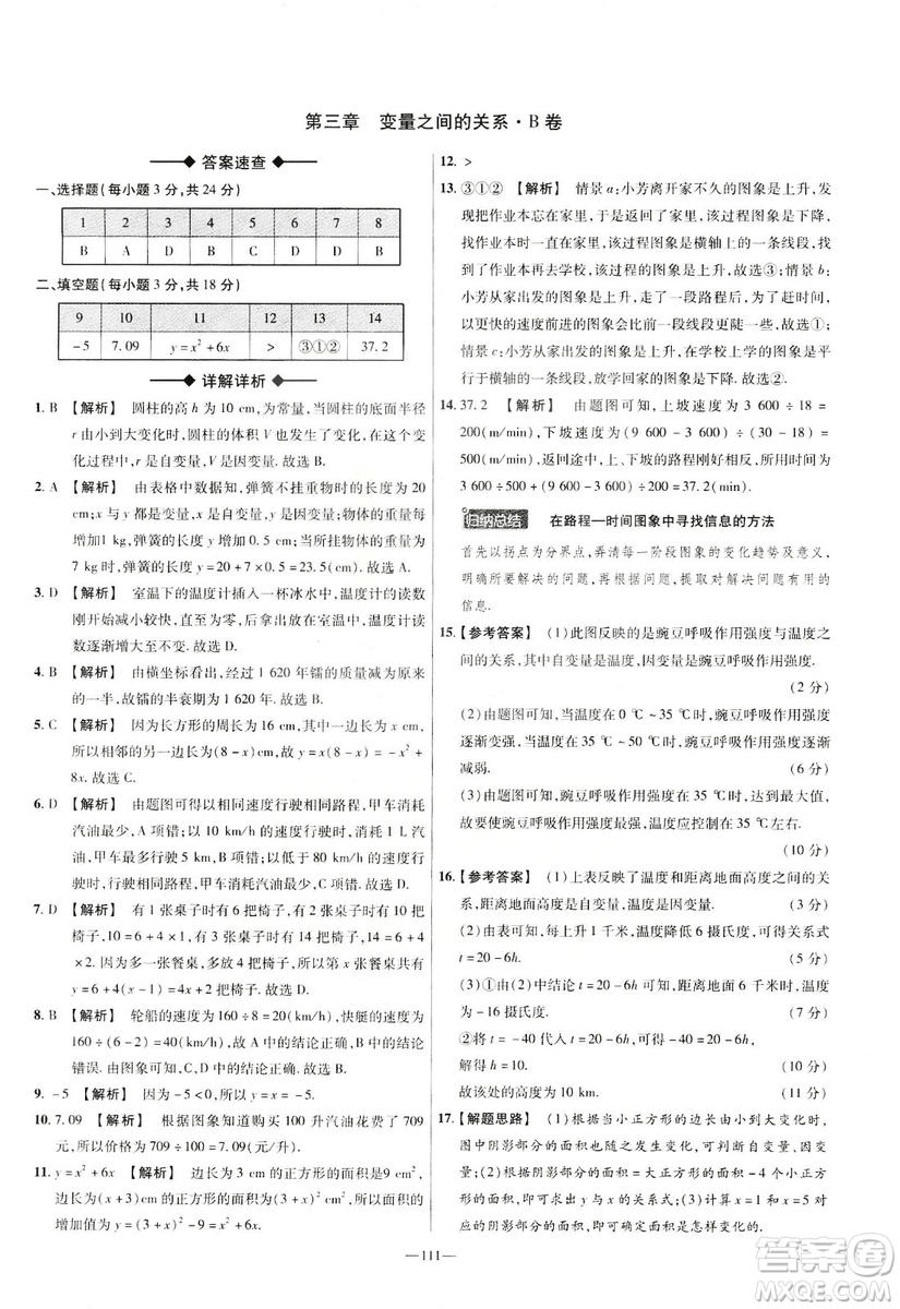 天星教育2019年七年級(jí)下活頁(yè)題選數(shù)學(xué)北師大版BSD金考卷名師名題單元雙測(cè)卷答案