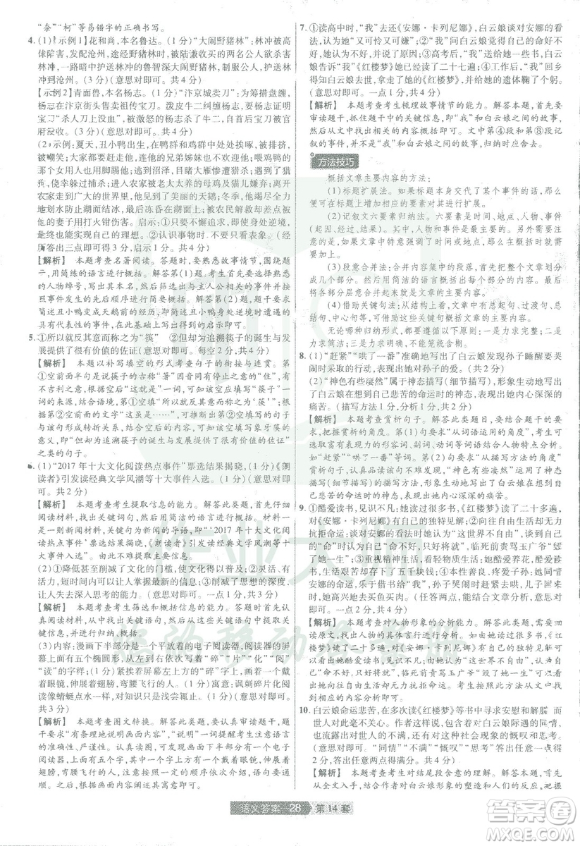 天星中考2019年河南中考45套卷金考卷特快專遞語文參考答案