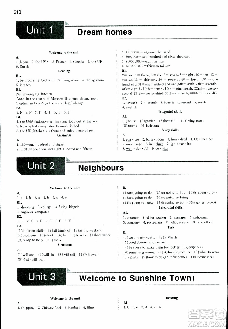 2019春一本初中英語七年級(jí)同步訓(xùn)練下冊(cè)人教版參考答案