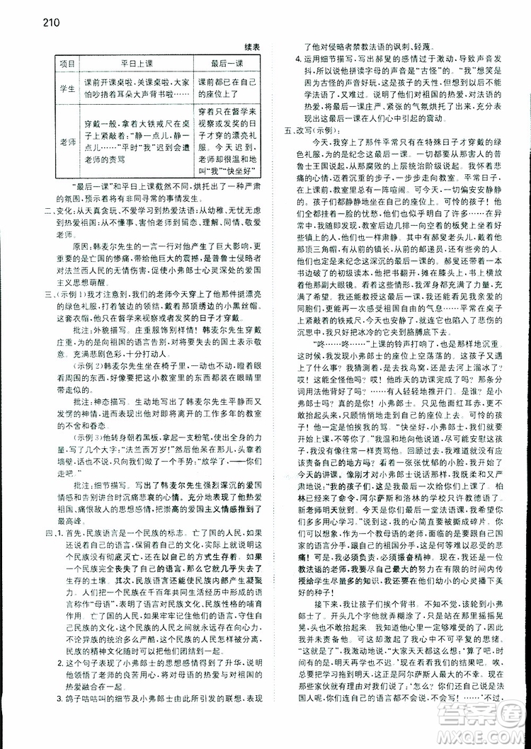 2019春一本初中語(yǔ)文七年級(jí)同步訓(xùn)練下冊(cè)人教版參考答案