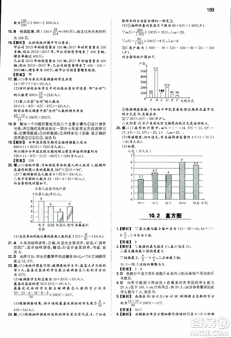 2019年一本初中數(shù)學七年級同步訓練下冊人教版參考答案