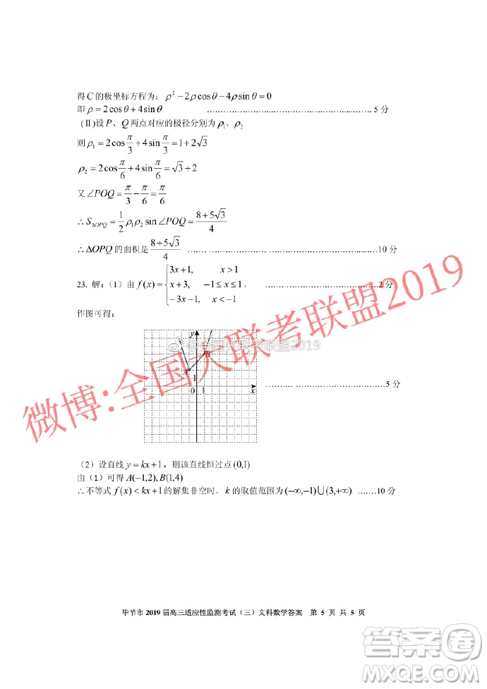 畢節(jié)市2019屆高三適應(yīng)性監(jiān)測考試三文理數(shù)參考答案 ????