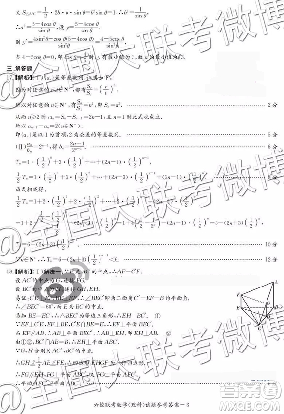湖南省2019屆高三六校聯(lián)考數(shù)學參考答案