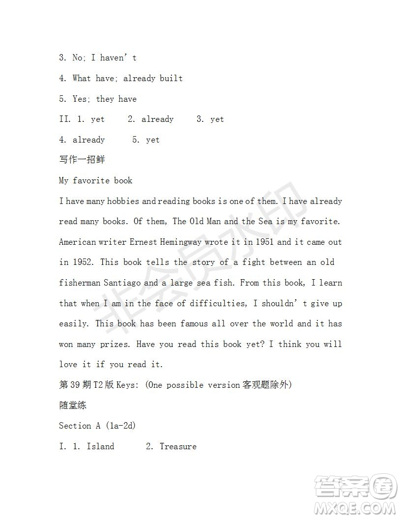 學(xué)生雙語(yǔ)報(bào)2018-2019年X版浙江專(zhuān)版八年級(jí)下第39期答案