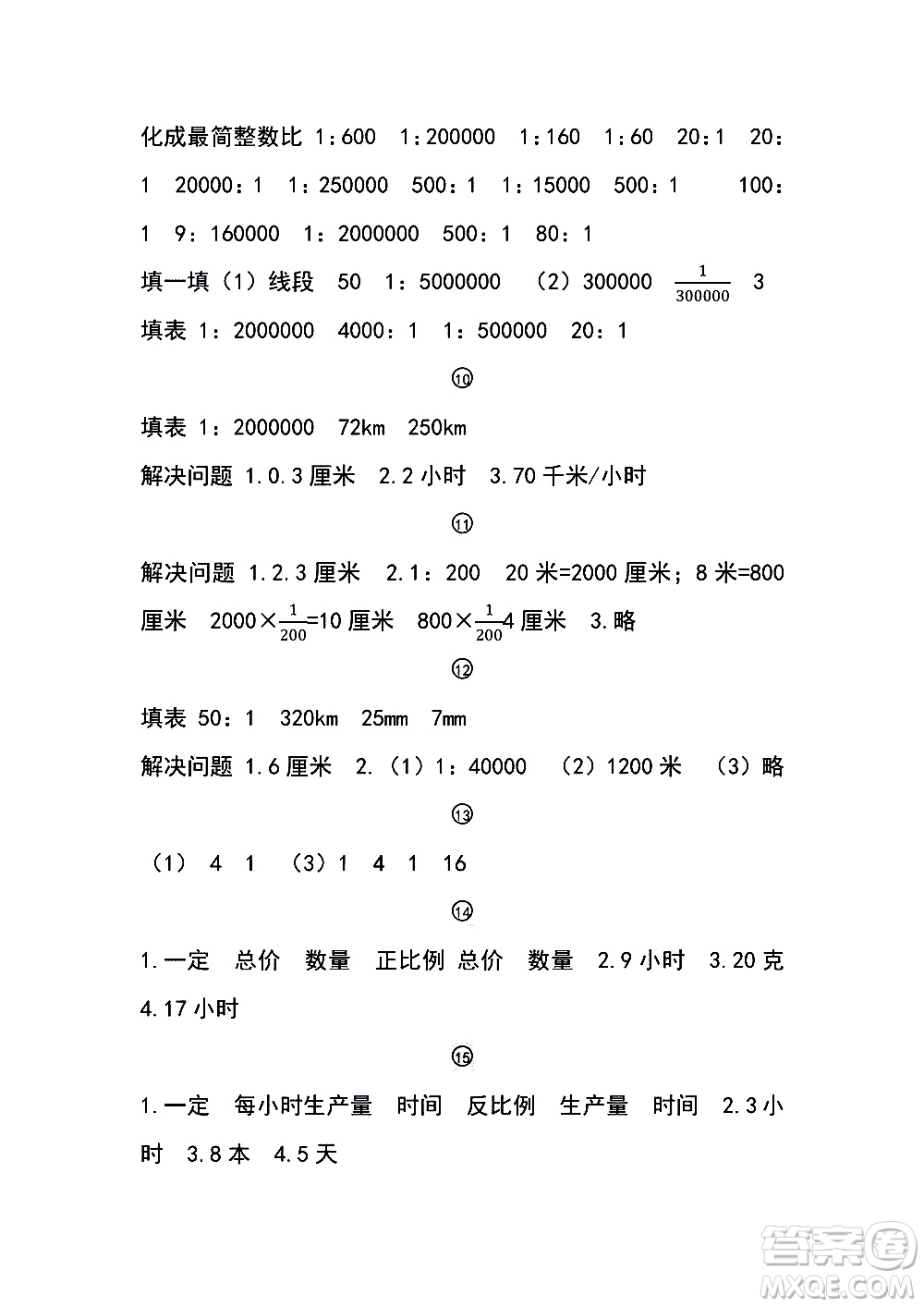 2019浙教版六年級下冊數(shù)學口算基礎訓練參考答案