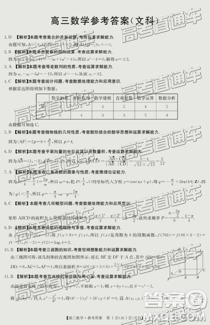 2019年4月廣東金太陽(yáng)百校聯(lián)考文數(shù)試題及參考答案