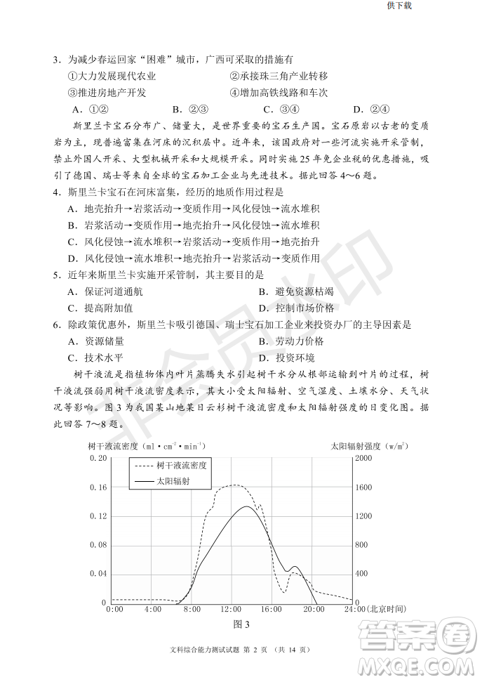 2019年四川省百校高三模擬沖刺卷文理綜答案