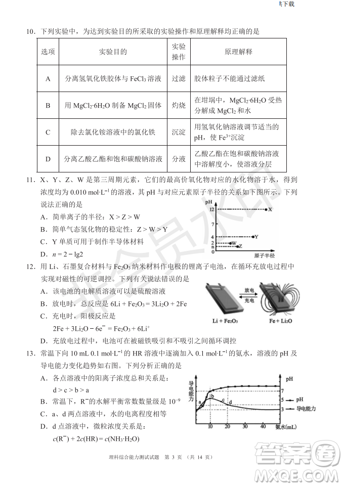 2019年四川省百校高三模擬沖刺卷文理綜答案