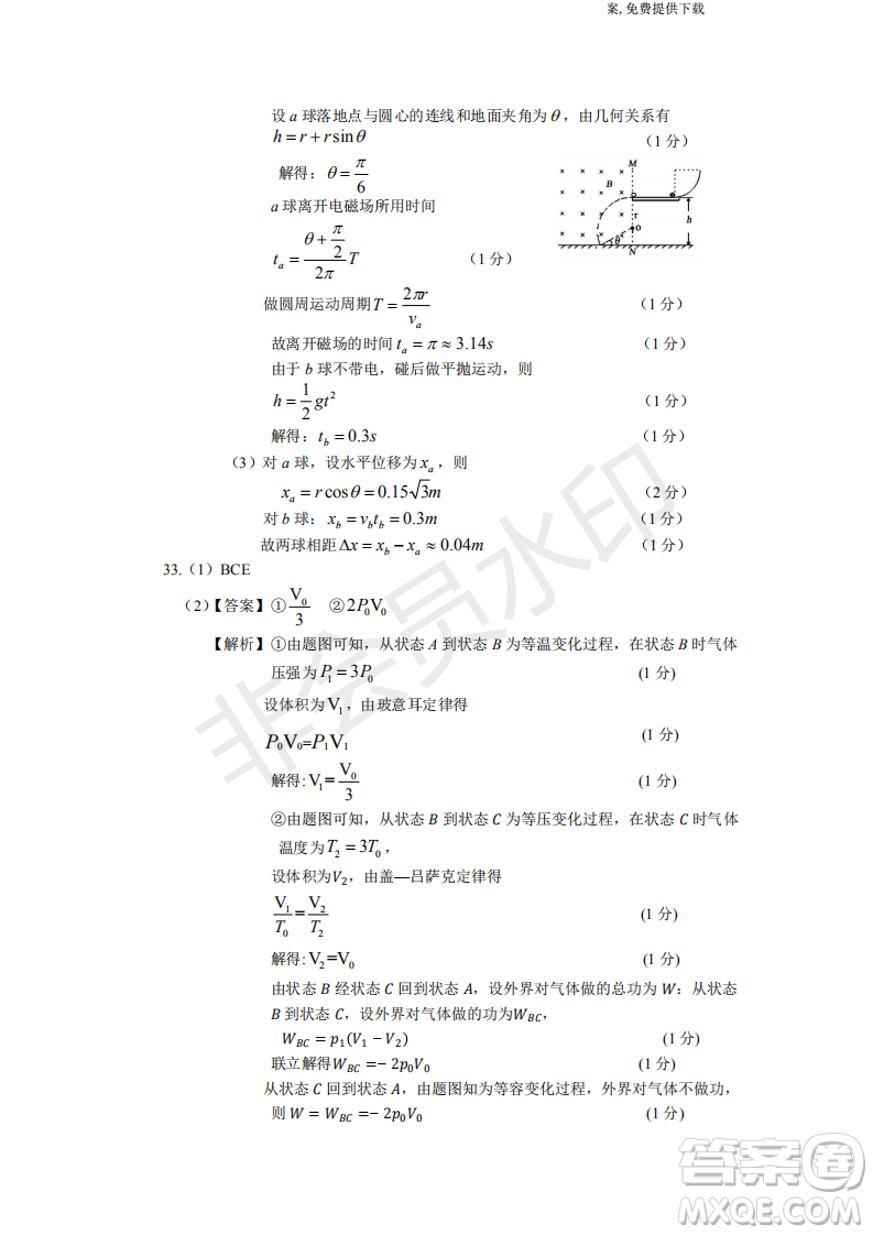 2019年四川省百校高三模擬沖刺卷文理綜答案