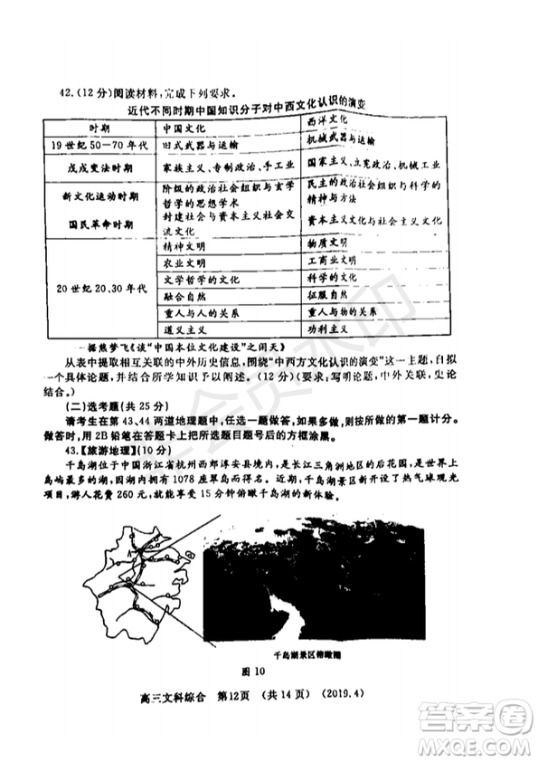 2019年洛陽(yáng)市高三下學(xué)期尖子生第二次聯(lián)考文理綜試題及答案