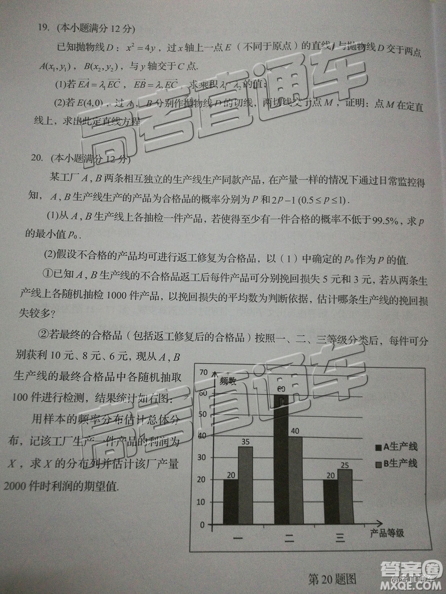 2019汕頭二模文理數(shù)試題及參考答案