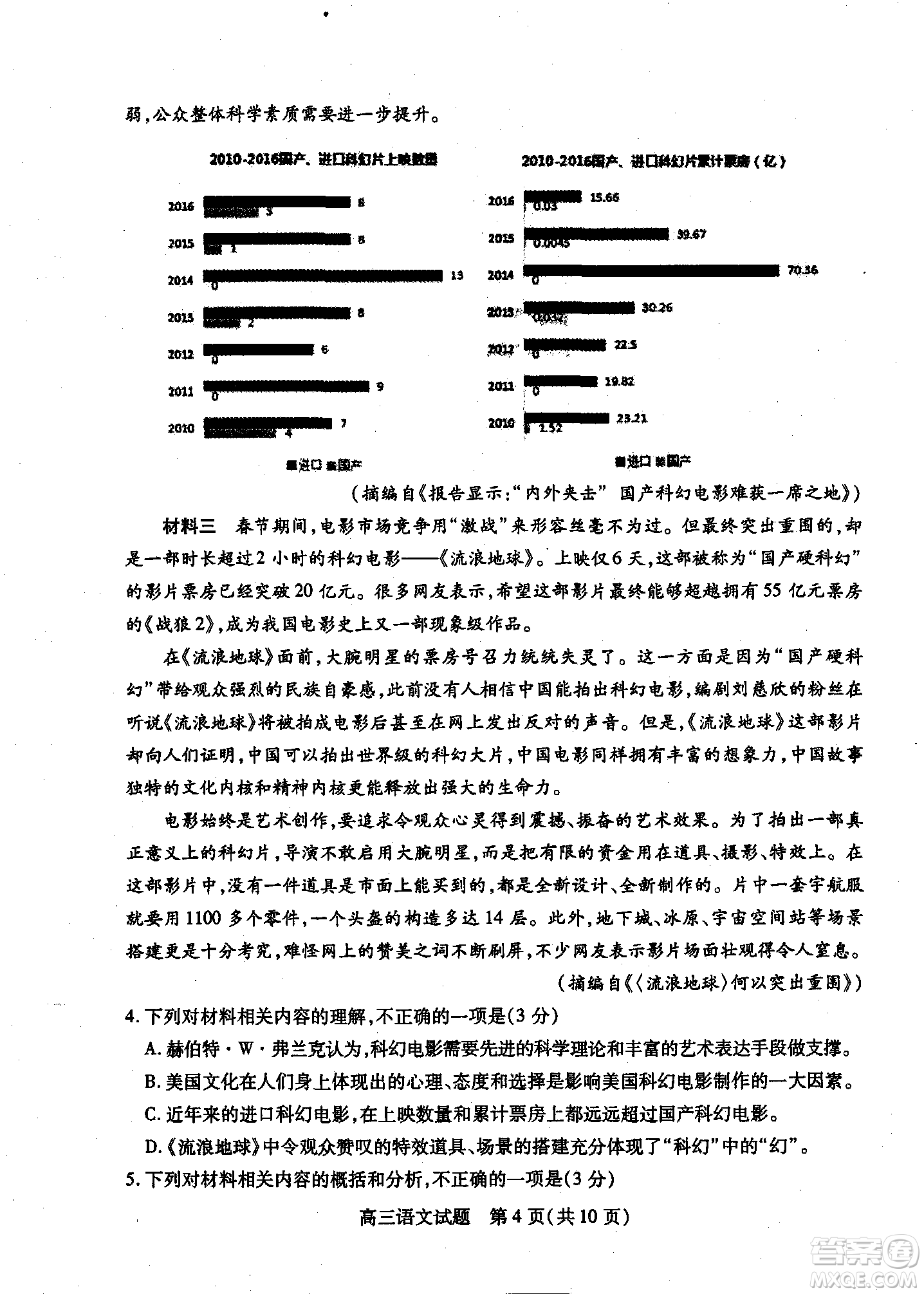 2019年運城市高三高考適應(yīng)性測試語文試卷及答案