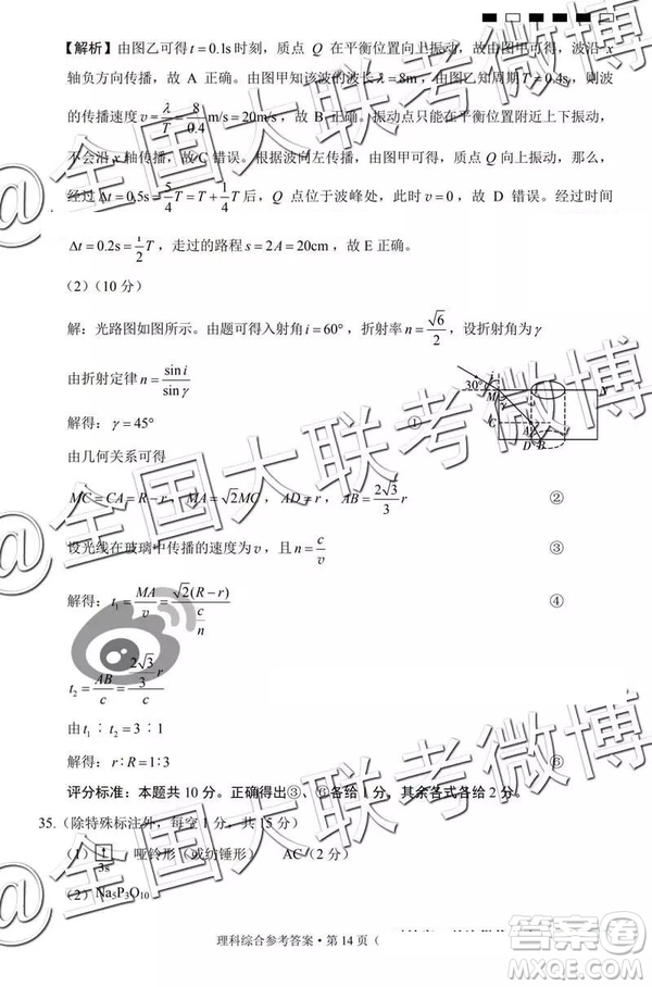 貴陽(yáng)第一中學(xué)2019屆高考適應(yīng)性月考卷七文理綜參考答案