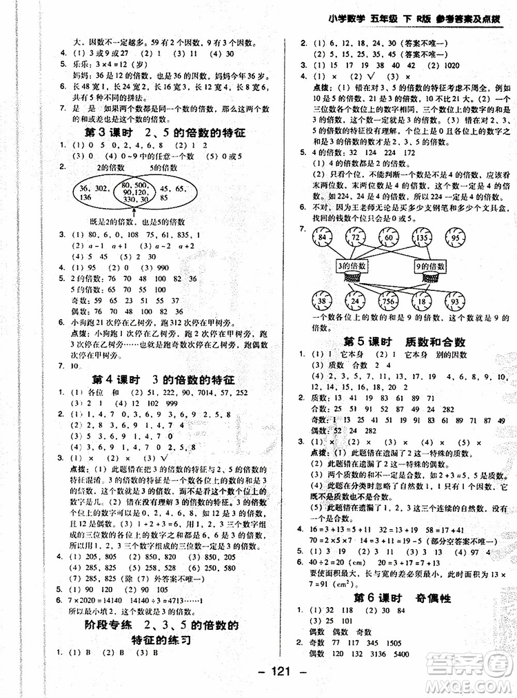 2019人教版R版典中點五年級數(shù)學(xué)下冊綜合應(yīng)用創(chuàng)新題福建專用參考答案