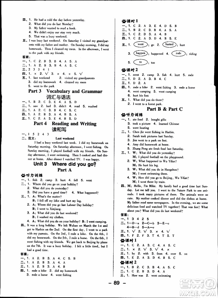 2019春典中點(diǎn)六年級(jí)下冊(cè)英語人教版參考答案
