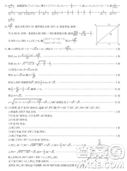 2019年長沙市高三第二次模擬考試?yán)頂?shù)試卷及答案